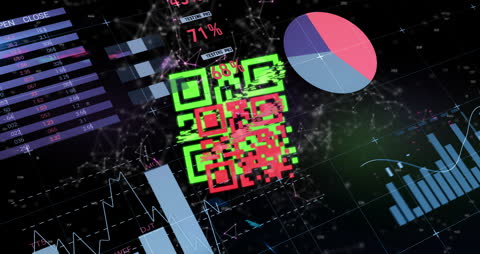 Futuristic Data Visualization with QR Code and Stats