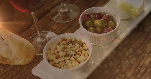 Wine and Snack Set with Sparkling Light Effect - Download Free Stock Images Pikwizard.com