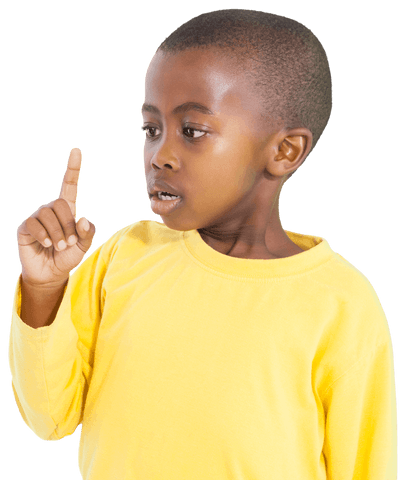 African Boy Pointing Finger Up on Transparent Background - Download Free Stock Videos Pikwizard.com