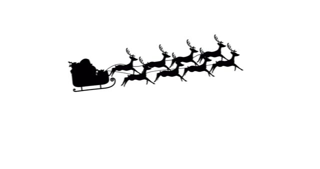 Santa Claus Silhouette Flying in Sleigh with Reindeer - Download Free Stock Images Pikwizard.com