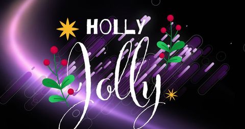 Festive Holly Jolly Holiday Graphic with Purple Background - Download Free Stock Images Pikwizard.com
