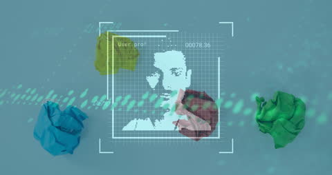 Digital Identity and Data Concept Amidst Colorful Papers