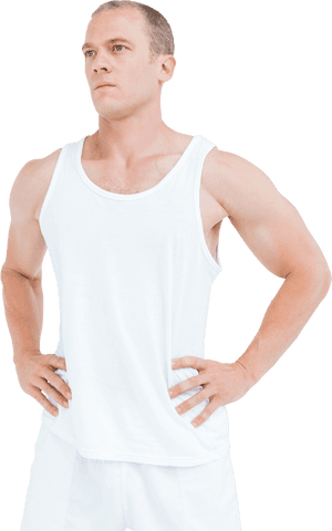 Confident Transparent Athlete Standing with Hands on Hips