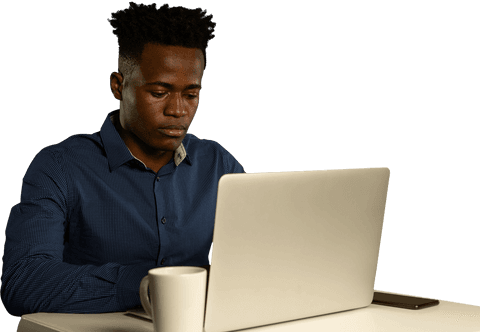 Focused African American Man Using Laptop Transparent Background - Download Free Stock Videos Pikwizard.com