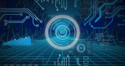 Digital Interface with Circuit Board and Data Processing Visualization - Download Free Stock Images Pikwizard.com