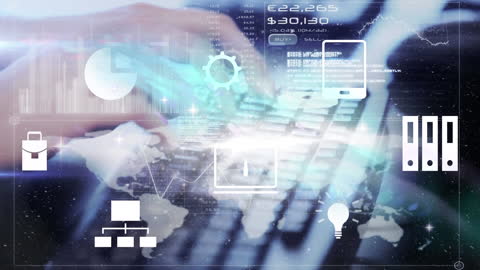 Digital Technology Interface with Abstract Data and Icons