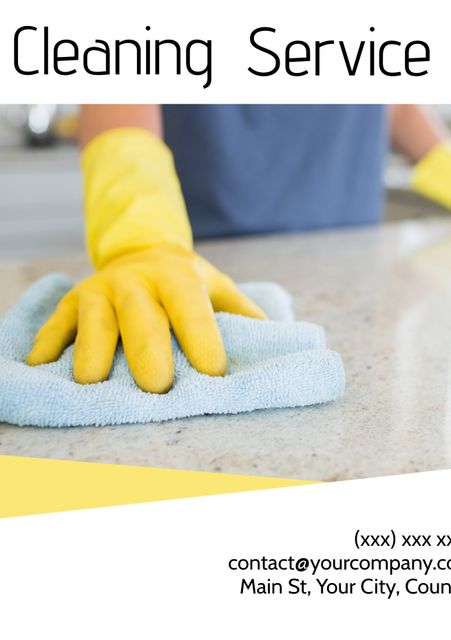 Person with Yellow Gloves Cleaning Countertop for Housekeeping Service - Download Free Stock Templates Pikwizard.com