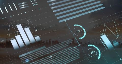 Futuristic Infographic Interface Overlaying Urban Cityscape - Download Free Stock Images Pikwizard.com