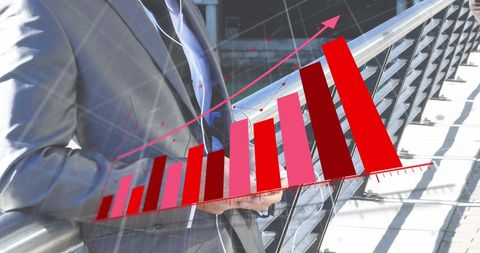 Caucasian Businessman Analyzing Financial Growth Chart Outdoors