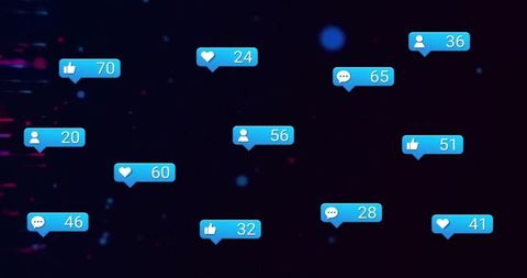 Social Media Notifications Floating in Digital Space