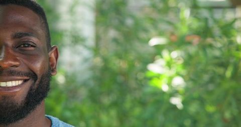 Smiling African American Man Enjoying Nature Relaxed Outdoors