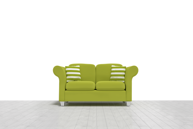 Modern Green Sofa With Striped Cushions in Transparent Background - Download Free Stock Videos Pikwizard.com