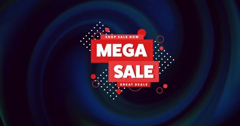 Mega Sale Banner with Abstract Blue Gradient Background