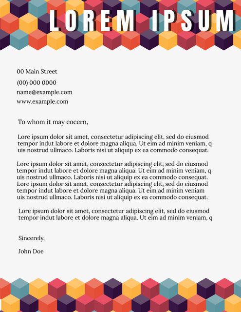 Vibrant Geometric Letterhead Template for Business and Creative Projects - Download Free Stock Templates Pikwizard.com