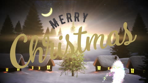 Festive Christmas Scene with Text and Glittering Lights
