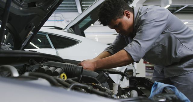 Auto Mechanic Working on Car Engine in Service Garage - Download Free Stock Images Pikwizard.com