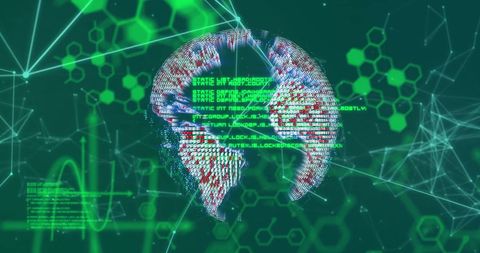 Digital Globe with Data Processing Visuals on Green Background - Download Free Stock Images Pikwizard.com