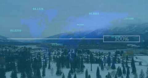Winter Mountain Valley Town with Technological Geography Elements
