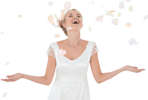joyful bride surrounded by transparent flower petals - Download Free Stock Videos Pikwizard.com