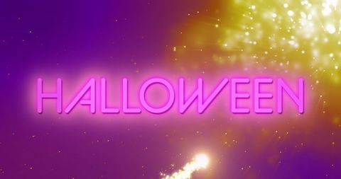 Neon Halloween Banner with Shooting Star and Purple Background - Download Free Stock Images Pikwizard.com