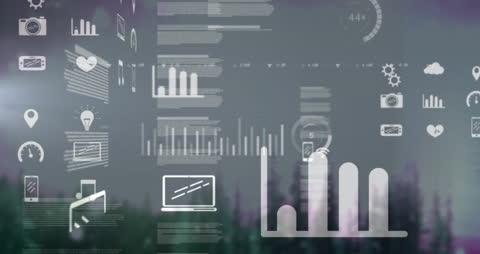 Futuristic Digital Data Analysis with Interactive Interface Elements