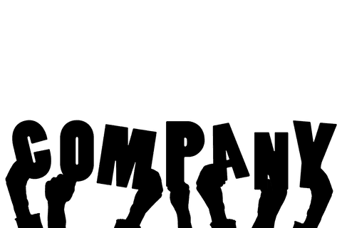 Transparent hands holding company text illustration