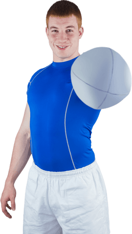 Smiling Rugby Player Holding Rugby Ball Transparent Background