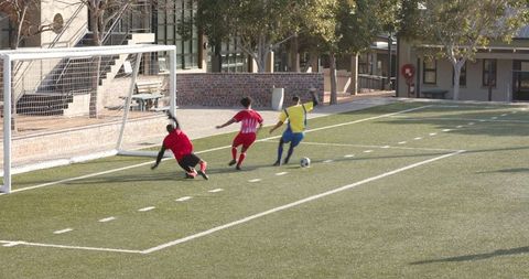 Youth Soccer Players in Action On School Field