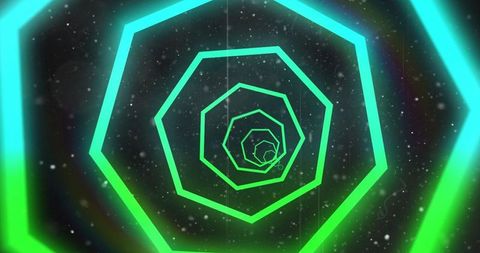 Colorful Glowing Polygonal Tunnel with Futuristic Lighting