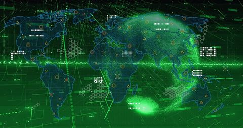 Digital Global Map: Network and Data Communication - Download Free Stock Images Pikwizard.com