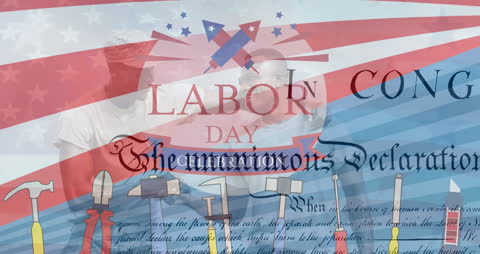 Symbols of Labor Day with Historical and American Themes