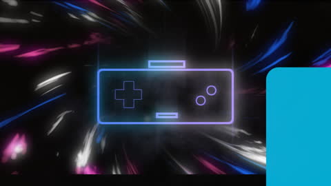 Futuristic Gamepad Icon with Dynamic Light Streaks