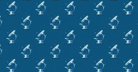 Seamless microscope pattern on blue background