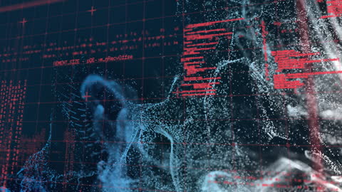 Animated Digital Data with Glowing Particle Trails