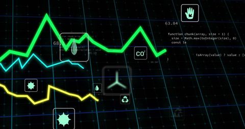 Green Line Graph Depicting Sustainability and Environmental Icons - Download Free Stock Images Pikwizard.com