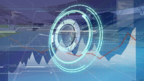 Digital Interfaces Over Person Running at Stadium Track