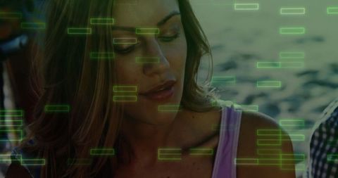 Woman with Green Digital Overlays by Waterscape