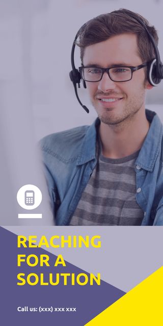 Customer Support Specialist Wearing Headset and Smiling - Download Free Stock Templates Pikwizard.com