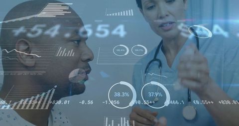 Innovation in healthcare: patient and doctor reviewing digital data