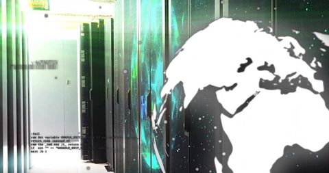 Digital Globe Overlay on Data Center Highlighting Connectivity