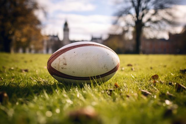 Close up of rugby ball on rugby field, created using generative ai technology - Download Free Stock Photos Pikwizard.com