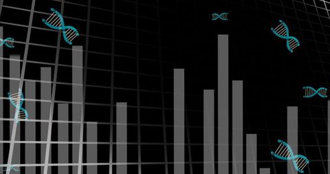 DNA Structures Overlaying Graphs on Black Background