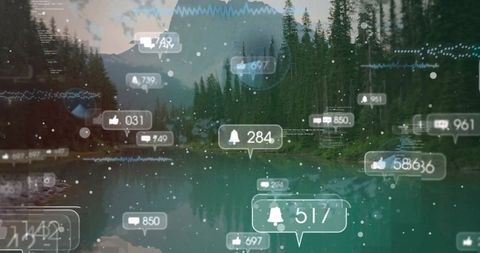 Social Media Integration with Nature Landscape on Digital Interface - Download Free Stock Images Pikwizard.com
