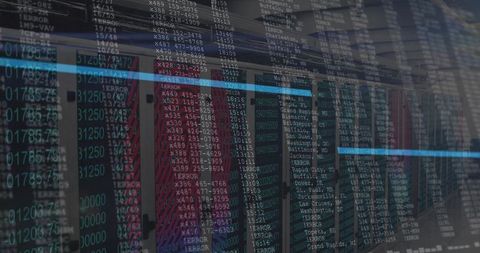 Digital Code and Servers in Futuristic Data Center