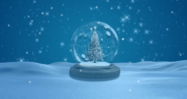 Whimsical Snow Globe with Christmas Tree and Falling Snowflakes - Download Free Stock Images Pikwizard.com