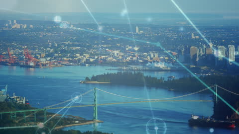 Digital Finance Overlay on Modern City View