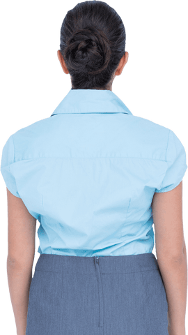 Transparent Rear View of Businesswoman in Professional Attire
