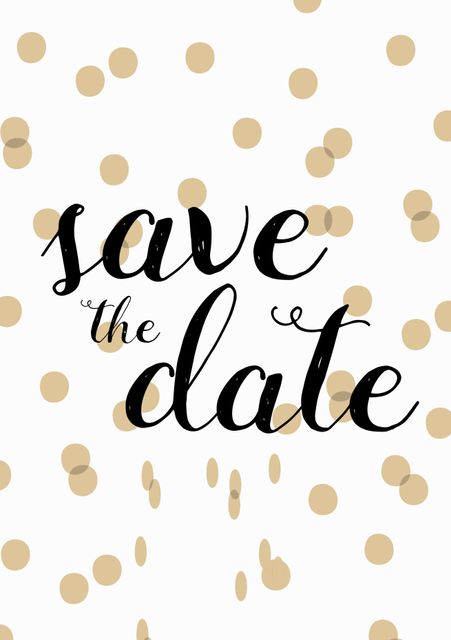 Save the Date Card with Golden Confetti Background - Download Free Stock Templates Pikwizard.com