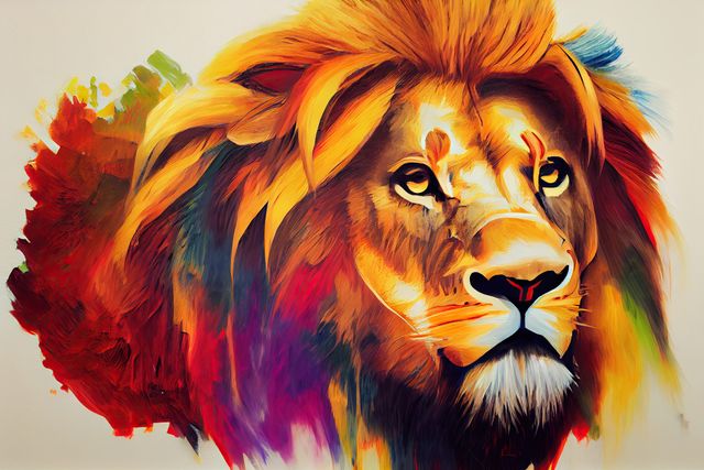Vibrant Abstract Lion Portrait with Bold Colors - Download Free Stock Images Pikwizard.com