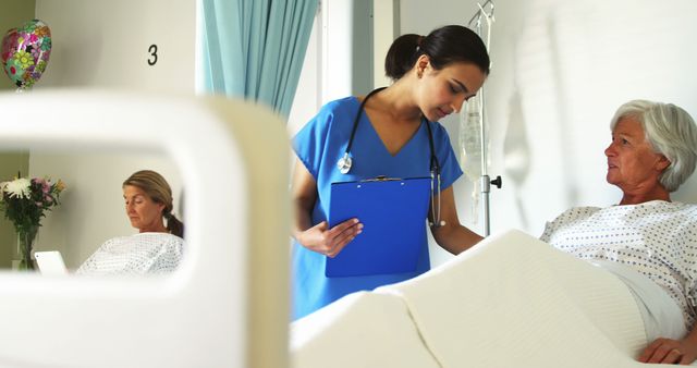 Nurse Assisting Senior Patients in Hospital Room - Download Free Stock Images Pikwizard.com